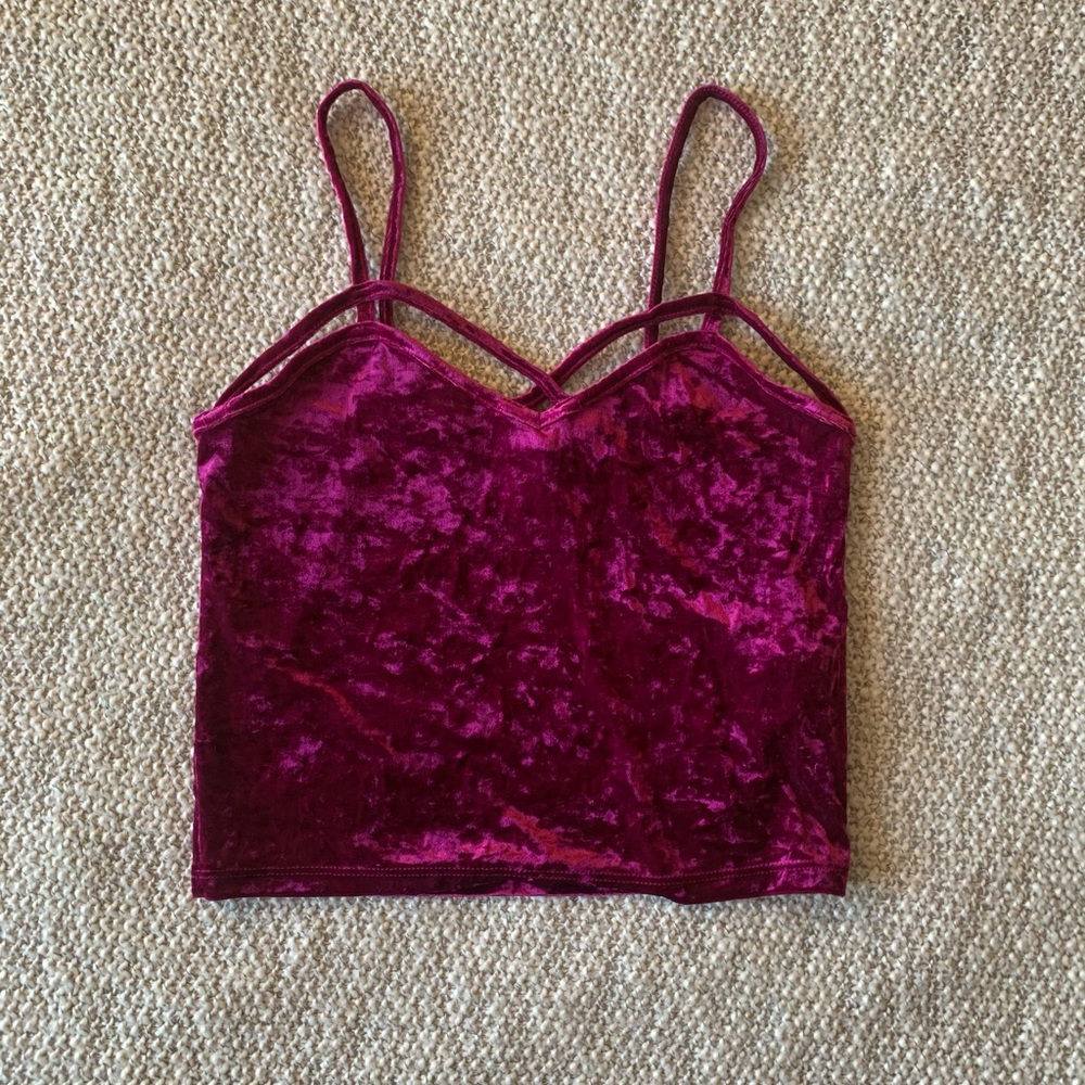 Hot pink velvet crop top